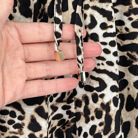 Calvin Klein Leopard Print Polyester Pants Lightweight High Rise Brown Medium - Picture 5 of 11